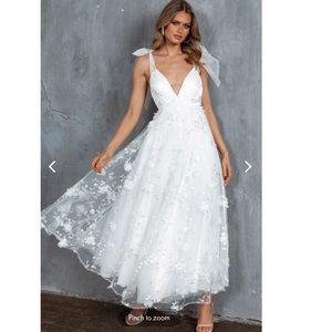 Chantilly Tied Shoulder Maxi Dress White